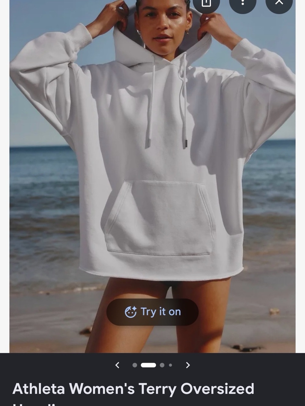 Athleta Oversized Terry Hoodie Sweatshirt - White